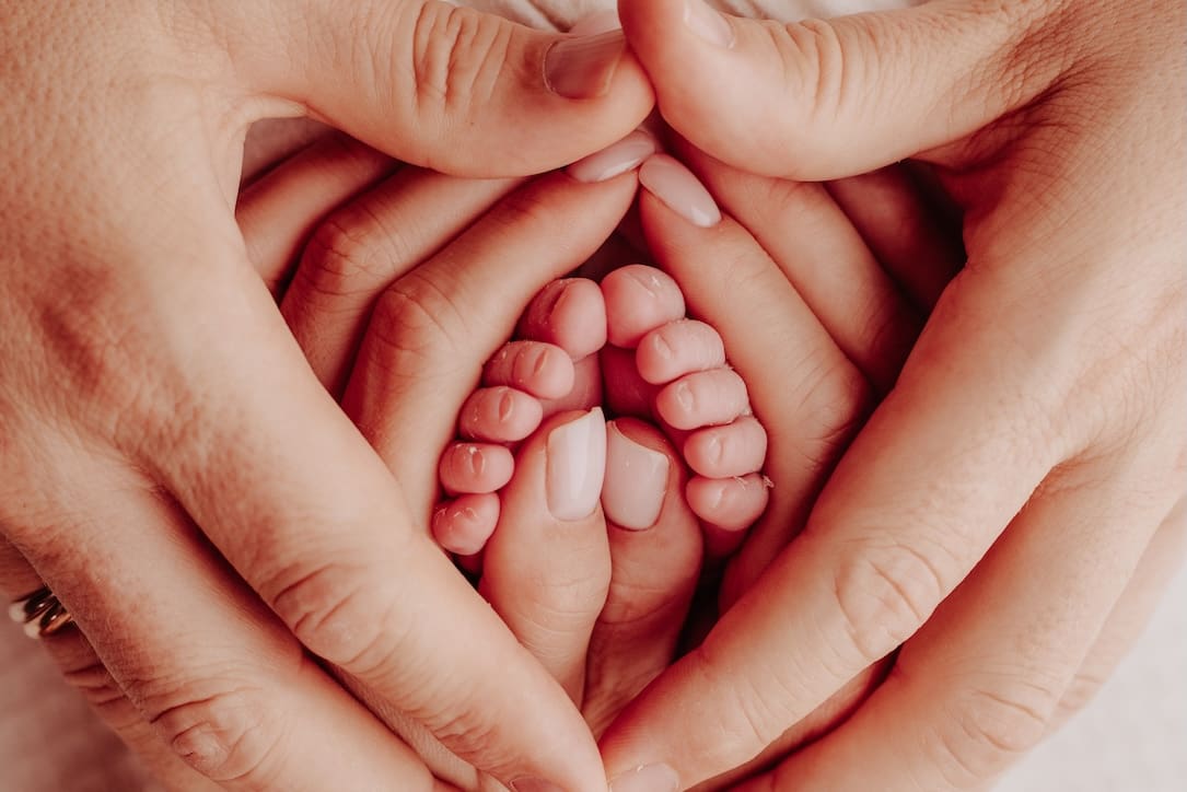 Close-up newborn details feet and hands surrogacy newborn session Sacramento